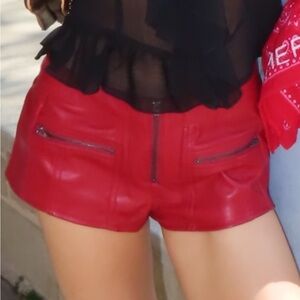 WORN ONCE red leather shorts
